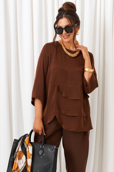 Блуза, брюки Beautiful&Free 6429 шоколад - фото 6