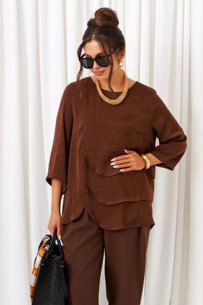 Блуза, брюки Beautiful&Free 6429 шоколад - фото 4