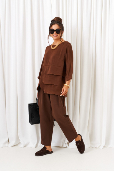 Блуза, брюки Beautiful&Free 6429 шоколад - фото 3