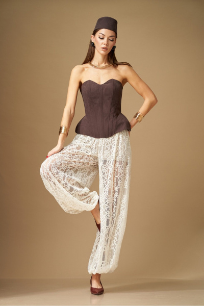 Брюки, корсет N.O.W. 1670 шоколад/ молочный - фото 2