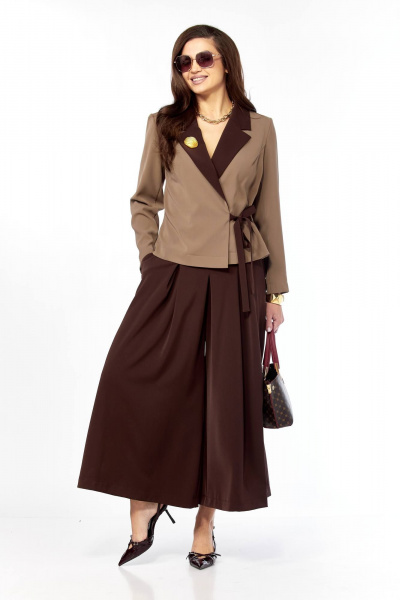 Брюки, жакет Taita plus 2614/1 шоколад,какао_с_молоком - фото 1