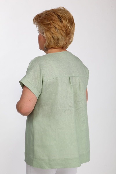 Зеленая ленющая блуза с вышивкой сакура Djerza 026 - фото 5