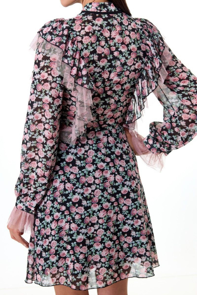 Платье Anelli 1030 черное-розы - фото 7