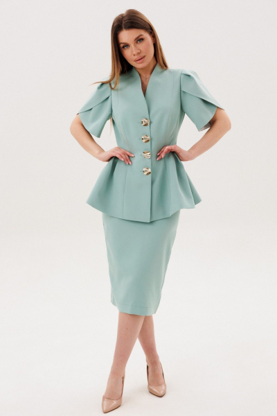Жакет, юбка Amberа Style 2157-1 мята - фото 1