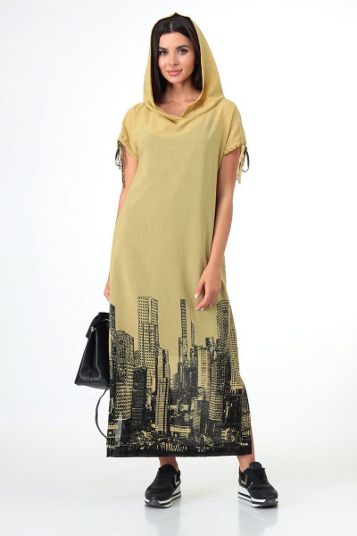 Платье летнее из шифона с капюшоном и принтом Talia fashion 358 - фото 7