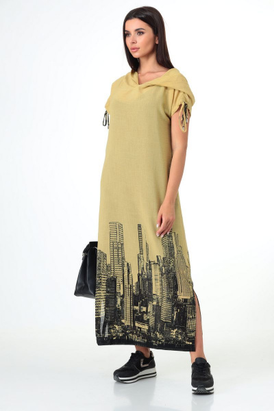 Платье летнее из шифона с капюшоном и принтом Talia fashion 358 - фото 2