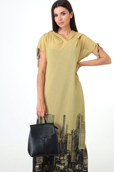 Платье летнее из шифона с капюшоном и принтом Talia fashion 358 - фото 5