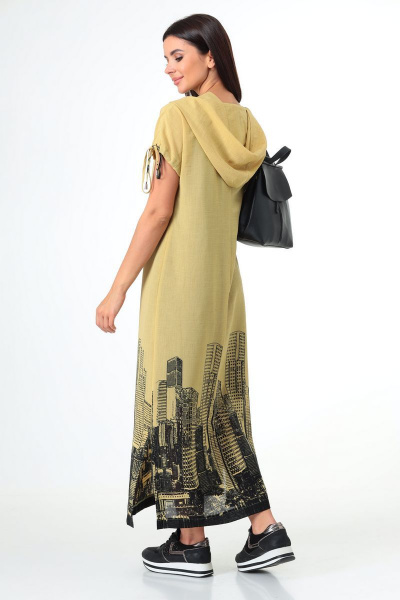 Платье летнее из шифона с капюшоном и принтом Talia fashion 358 - фото 10