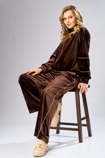 Брюки, свитшот AVA fashion М-166.01 коричневый - фото 10