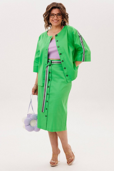 Жакет, топ, юбка Anelli 1831 летний_зеленый - фото 8