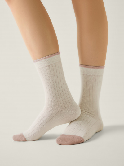 Носки CONTE CLASSIC молочный-пепельно-розовый 25С-32СП 785 - фото 1