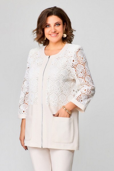 Жакет с кружевной отделкой и длиной ниже бедер Svetlana-Style 1951 молоко - фото 1