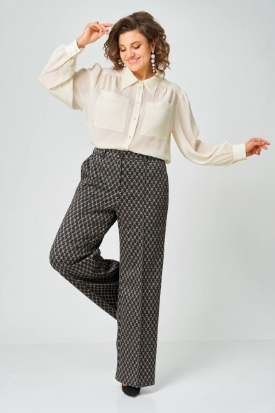 Брюки Andina city 2032-26 черный+бежевый - фото 3