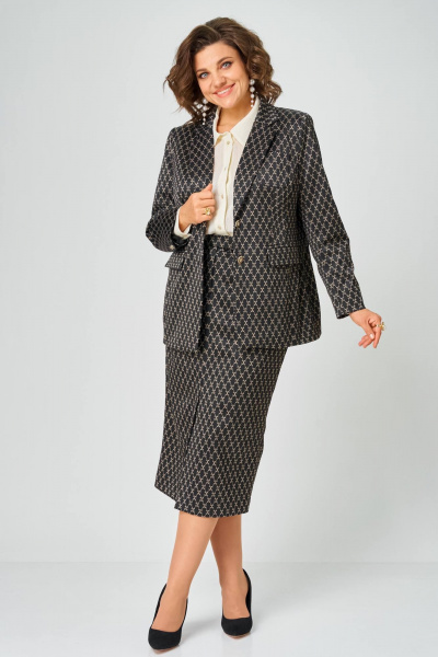 Жакет, юбка Andina city 9085-26-1 черный+бежевый - фото 5