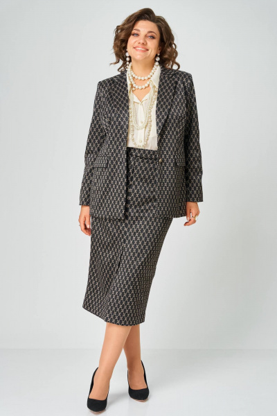 Жакет, юбка Andina city 9085-26-1 черный+бежевый - фото 4