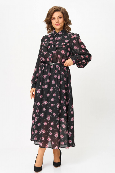 Платье Andina city 8038-25 черный_принт - фото 4