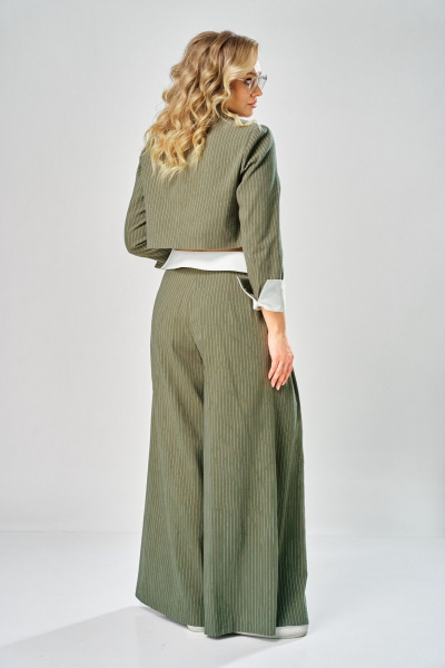 Брюки, жакет ARTELLA А-1012 хаки в бел.полоску - фото 4