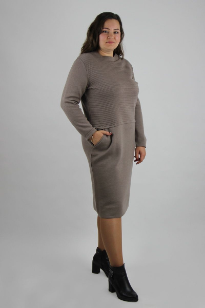 Платье полуприлегающее с карманами из шерсти демисезон Полесье С4663-20 0С2081-Д43 164 бархан - фото 3