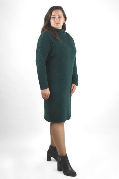 Платье вязаное трикотаж шерсть удлиненное с украшением Полесье С4430-17 7С1752-Д43 164 темная_зелень - фото 3