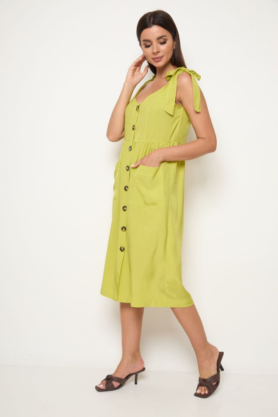 Летний сарафан из струящейся вискозы с завязками на плечах Michel chic 2009 горчичный - фото 4
