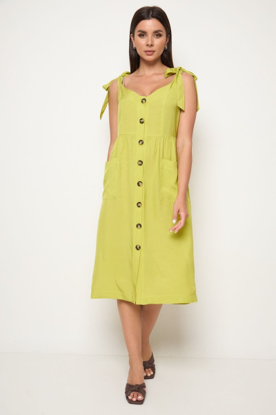 Летний сарафан из струящейся вискозы с завязками на плечах Michel chic 2009 горчичный - фото 1