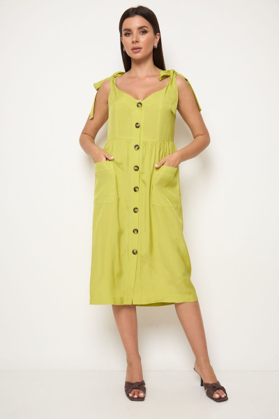 Летний сарафан из струящейся вискозы с завязками на плечах Michel chic 2009 горчичный - фото 2