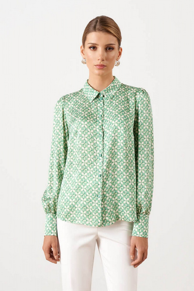 Блуза Nelva 23001 зеленый принт - фото 1