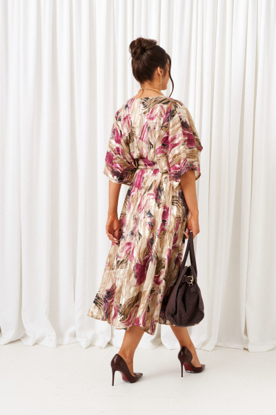 Платье Beautiful&Free 6410 бежево-бордовый - фото 4