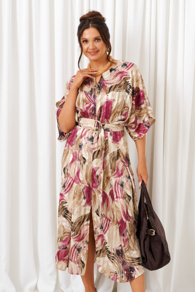 Платье Beautiful&Free 6410 бежево-бордовый - фото 3