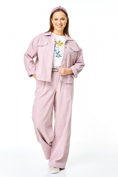 Брюки, жакет, футболка T&N 7738 пыльная_роза - фото 10