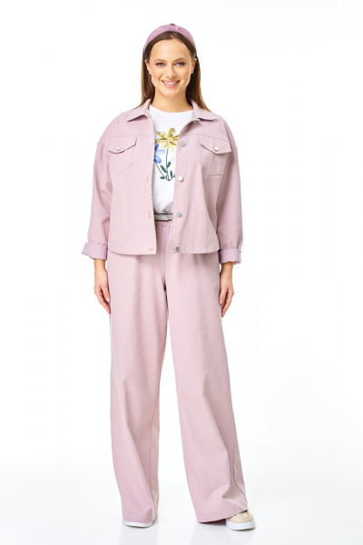 Брюки, жакет, футболка T&N 7738 пыльная_роза - фото 9