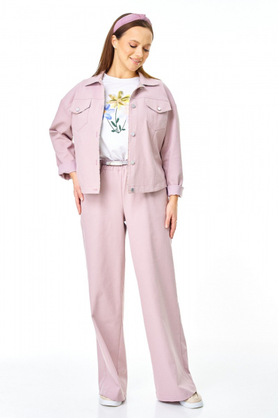 Брюки, жакет, футболка T&N 7738 пыльная_роза - фото 1