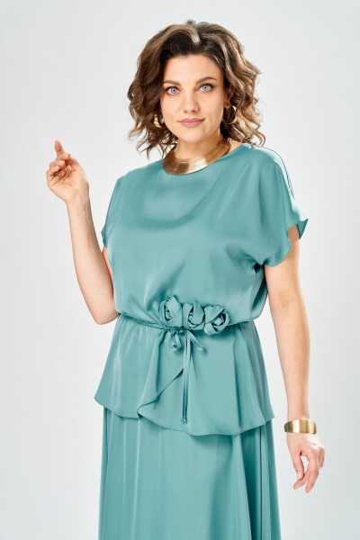 Блуза, юбка Ольга Стиль С-1010 ментол - фото 7