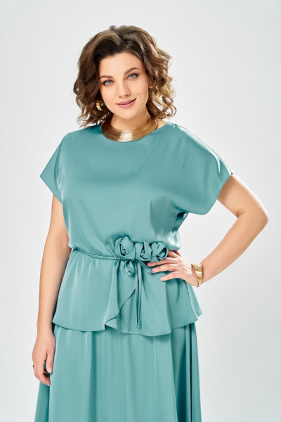 Блуза, юбка Ольга Стиль С-1010 ментол - фото 6