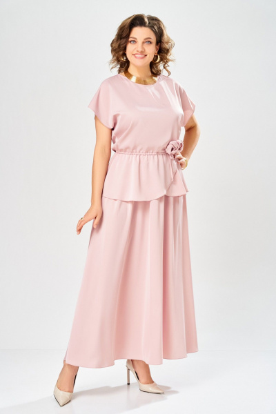 Блуза, юбка Ольга Стиль С-1010 пудрово-розовый - фото 1