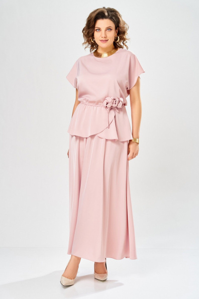 Блуза, юбка Ольга Стиль С-1010 пудрово-розовый - фото 2