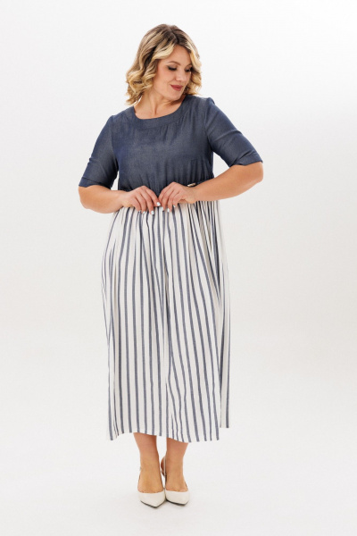 Платье Michel chic 2197 деним_полоска - фото 2