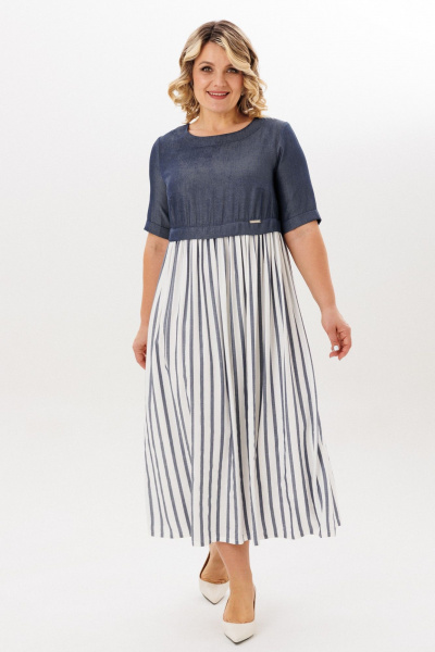 Платье Michel chic 2197 деним_полоска - фото 1