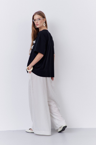 Брюки FLAIM 2082 черный+белый_горох - фото 4