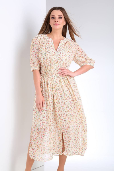 Платье Viola Style 0976 молочный_в_цветочек - фото 2