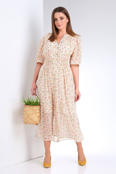 Платье Viola Style 0976 молочный_в_цветочек - фото 1