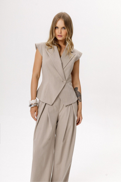 Брюки PiRS 6544 бежевый - фото 4