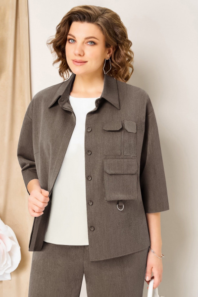 Блуза, брюки, жакет VOLNA 1463 светло-коричневый - фото 3