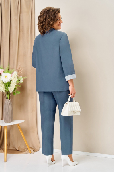 Блуза, брюки, жакет VOLNA 1435 голубой_джинсовый - фото 5