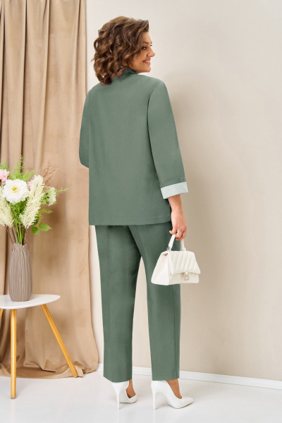 Блуза, брюки, жакет VOLNA 1435 мятно-оливковый - фото 5