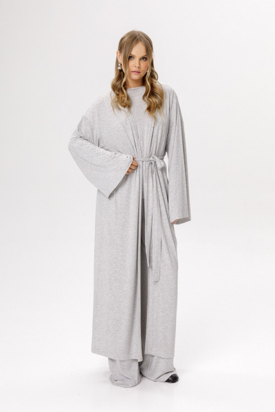 Брюки, кардиган, лонгслив PiRS 6545 серый_меланж - фото 6