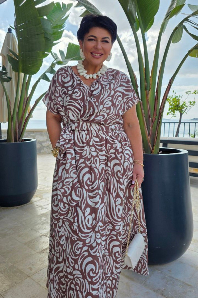 Платье Vittoria Queen 27803 молочно-коричневый принт - фото 7