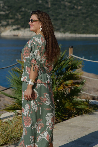 Платье Vittoria Queen 27813 зеленый/оранжевый_принт - фото 5