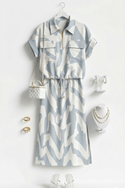 Блуза, юбка Vittoria Queen 27893 молочный/серо-голубой - фото 7