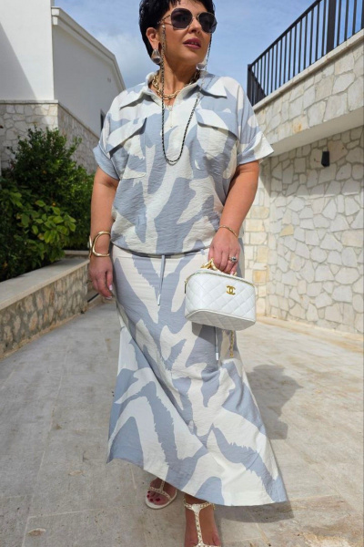 Блуза, юбка Vittoria Queen 27893 молочный/серо-голубой - фото 6